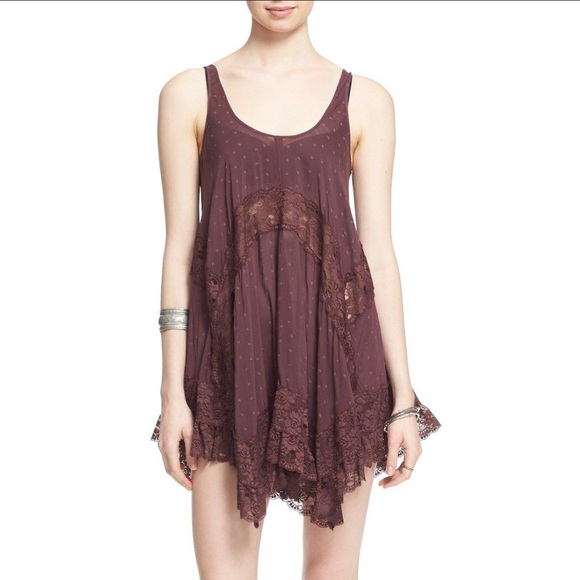 Intimately By Free People Dresses & Skirts - Intimately Free People Lace Trim Mini Dress | Burgundy